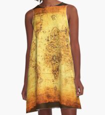 Vintage Old World Map A-Line Dress