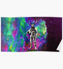 Psychedelic Deer Astronaut (Vintage Effect) Poster