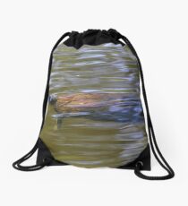 turtle swimming at Trojan pond, near Goble, Oregon 2 Drawstring Bag