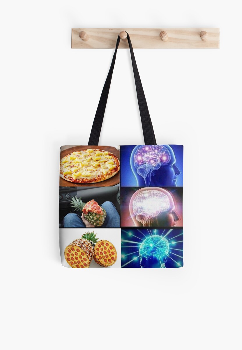 Expanding Brain Meme Pizza Tote Bags By Balzac Redbubble