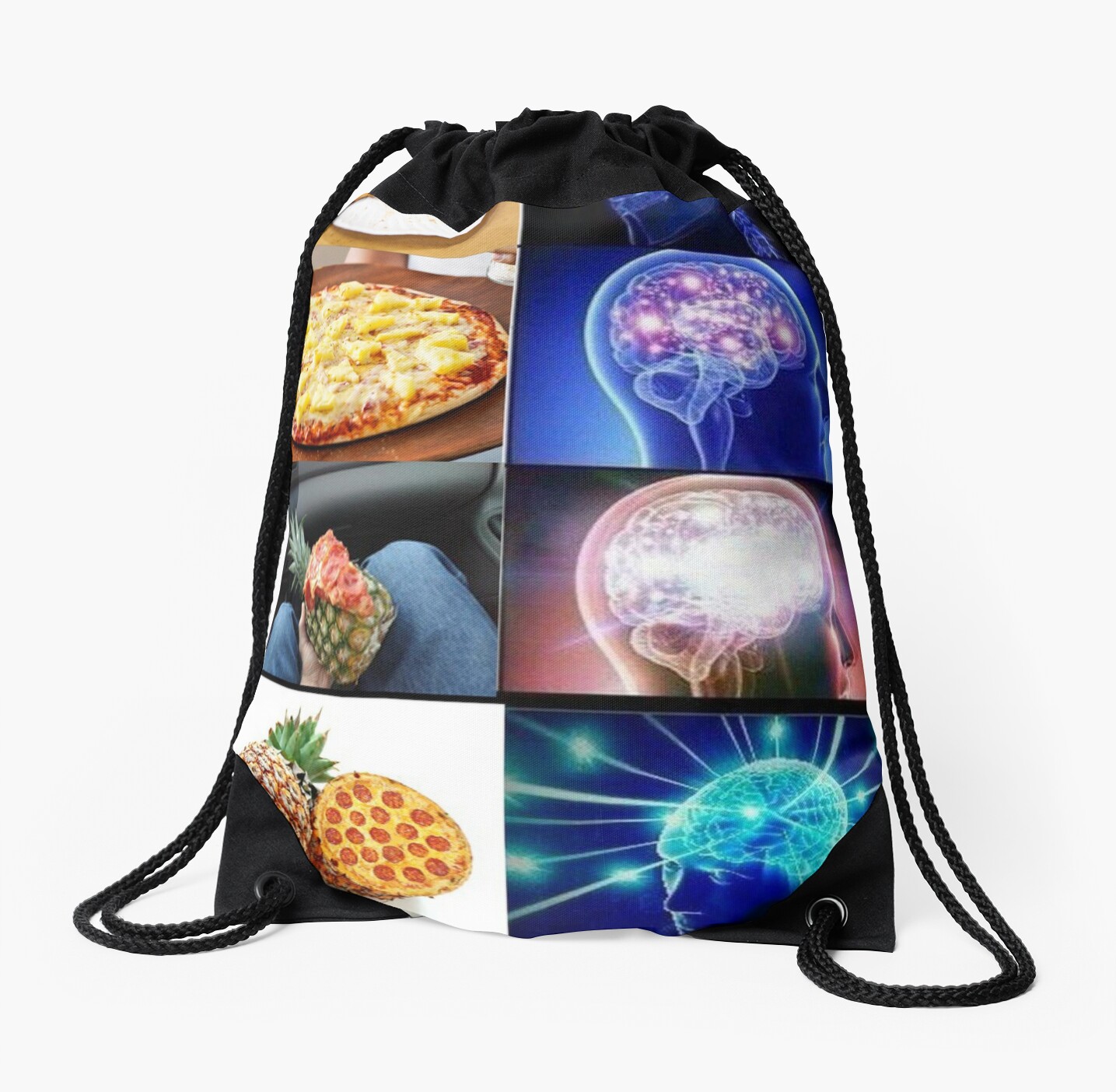 Expanding Brain Meme Pizza Drawstring Bags By Balzac Redbubble