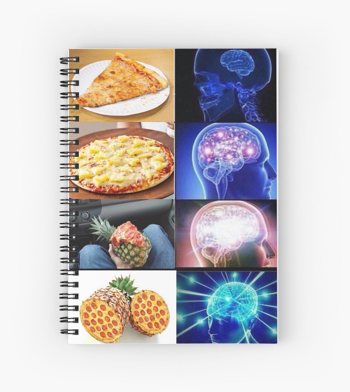 Expanding Brain Meme Pizza Spiral Notebooks By Balzac Redbubble
