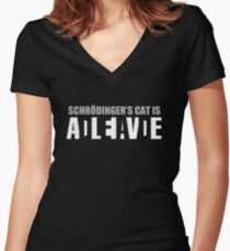 Schrödinger's cat is ADLEIAVDE Women's Fitted V-Neck T-Shirt