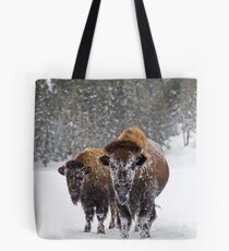 Bison in the Snow, Yellowstone National Park Tote Bag