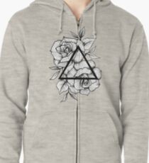 Geometric Roses Zipped Hoodie