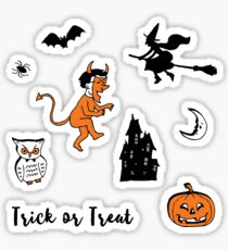 Retro Trick or Treat - Turquoise - Halloween pattern by Cecca Designs Sticker