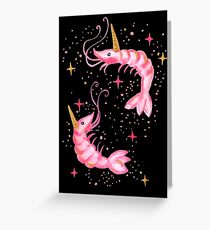 Uni-Prawn In Space - Black Greeting Card