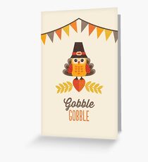 Thanksgiving Owl in Turkey Costume and Pilgrim Hat Greeting Card