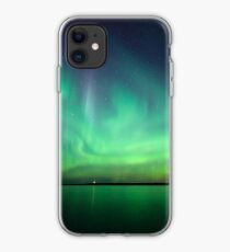 Northern lights over lake iPhone Case