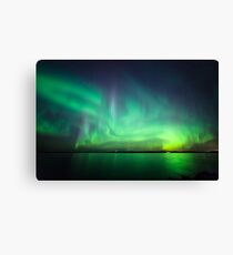 Northern lights over lake Canvas Print