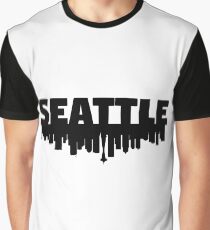 Seattle and Skyline - White Graphic T-Shirt