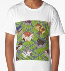 Isometric Cityscape. Isometric Buildings. Isometric Houses. Isometric Cottages. Isometric City. Modern Houses. Isometric Cars. Long T-Shirt