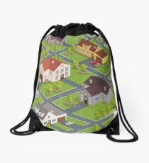 Isometric Cityscape. Isometric Buildings. Isometric Houses. Isometric Cottages. Isometric City. Modern Houses. Isometric Cars. Drawstring Bag
