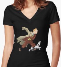 Tintin Women's Fitted V-Neck T-Shirt