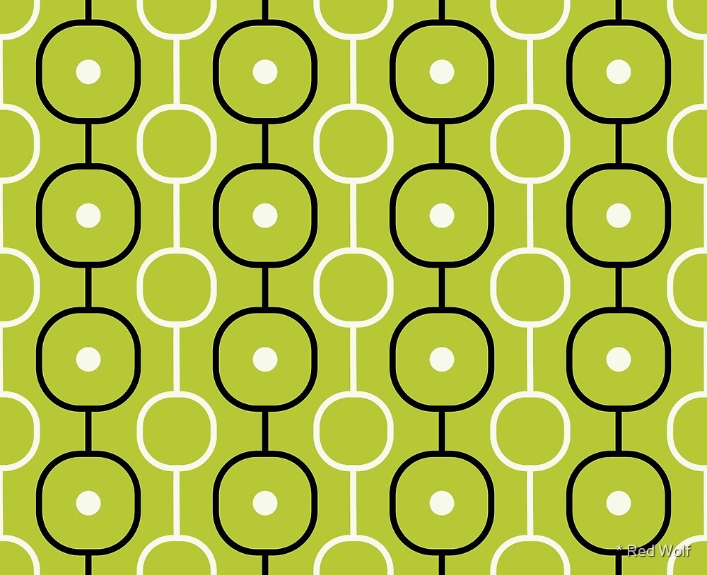 Geometric Pattern: Circle Chain: Lime/Black by * Red Wolf