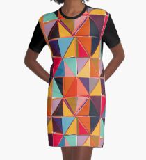Square Triangles 2 Colorful Diamond Pattern Graphic T-Shirt Dress