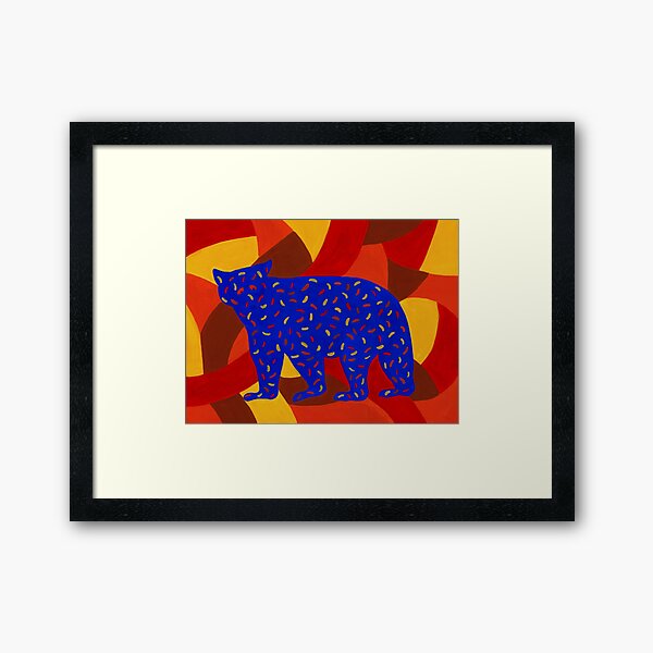 Bear Silhouette with Autumn-Colored Sprinkles Framed Art Print