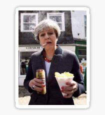 Theresa May in Cornwall with a fag and a tinny Sticker