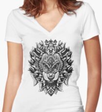 Verzierter Löwe Shirt mit V-Ausschnitt