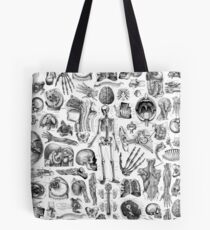 Human Anatomy White Print Tote Bag