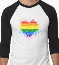 Camiseta ¾ bicolor para hombre Rainbow Heart Pride