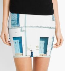 White and blue town Mini Skirt
