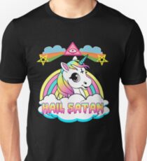 Unicorn hail satan death metal rainbown t-shirt Unisex T-Shirt