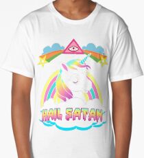 Unicorn hail satan death metal rainbown t-shirt Long T-Shirt