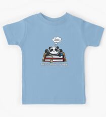 Lazy Panda Bear How I Work Funny School Student Books Kids Tee