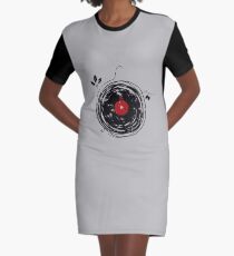 Cool Grunge Enchanting Vinyl Records Vintage Graphic T-Shirt Dress