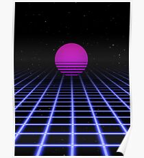 80s Digital Horizon - Sunset Aesthetic Poster