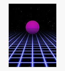 80s Digital Horizon - Sunset Aesthetic Photographic Print