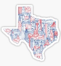 Texas Landmarks Map Art Sticker