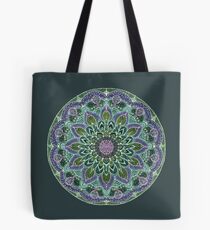 Hand Drawn Pink Purple Mandala on Dark Tote Bag