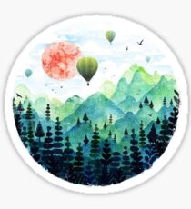 Berge und Heißluftballons Sticker