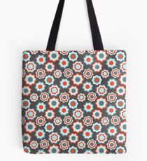 Red teal gray vintage retro girly pattern Tote Bag