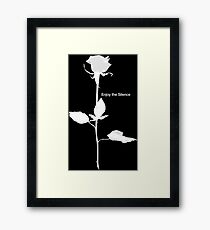 Enjoy the Silence style Rose white Framed Print