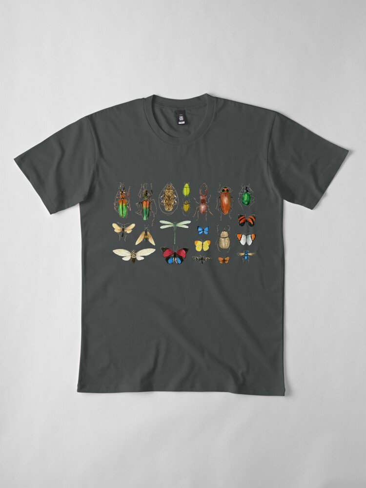 Alternate view of The Usual Suspects - Insects on grey - watercolour bugs pattern by Cecca Designs Premium T-Shirt