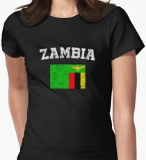 Sambisches Flaggen-Hemd - Vintages Sambia-T-Shirt Tailliertes T-Shirt