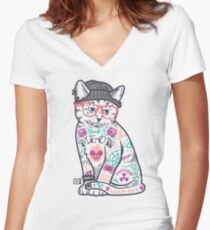 Cats Put the "Me" in MEOW Fitted V-Neck T-Shirt