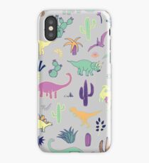 Dinosaur Desert - peach, mint and navy - fun pattern by Cecca Designs iPhone Case/Skin