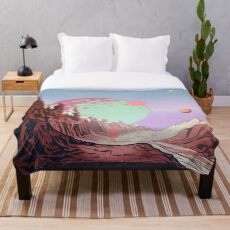 Green Moon Throw Blanket