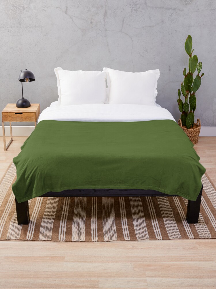 Beautiful Cushions Plain Dark Olive Green Throw Blanket By