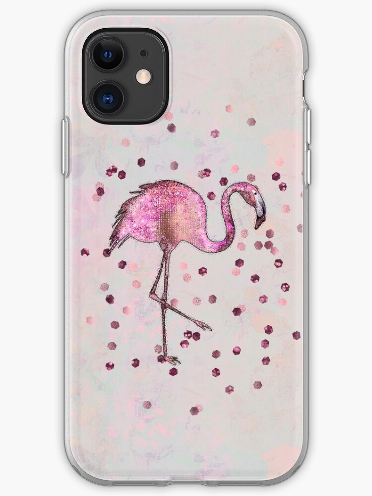 Glamorous Flamingo Pink And Rose Gold Sparkle Iphone Case Cover