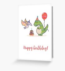 Tarjeta de felicitación Lindo dinosaurio con globo