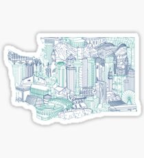 Pegatina Arte del paisaje urbano de Seattle Washington Skyline