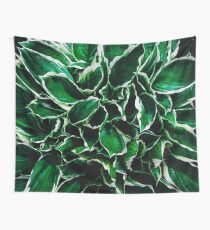 Hosta undulata albomarginata vibrant green plant leaves Wall Tapestry