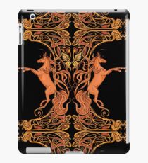 Image of two fantasy horses in floral frame. iPad Case/Skin
