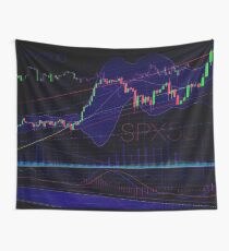 Stock market trading SPX500 charts concept art print Wall Tapestry