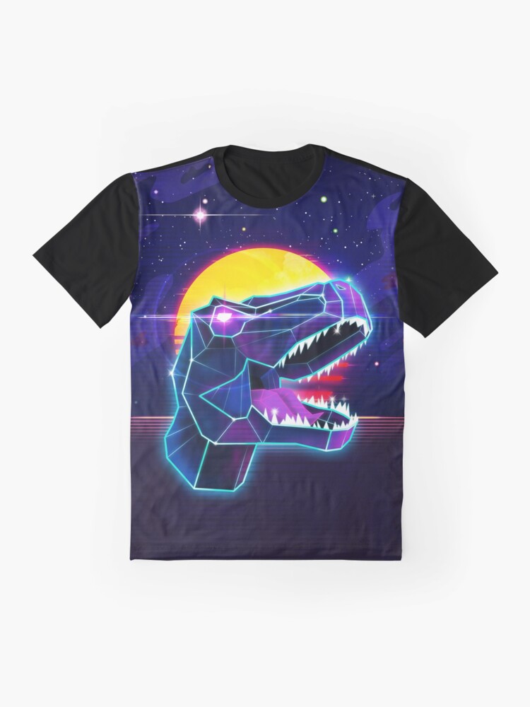 Alternate view of Electric Jurassic Rex - Neon Purple Dinosaur Graphic T-Shirt